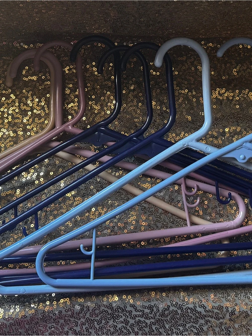 Clothes Hangers Blue & Pastel Neutral Tones Set of 8 Plastic